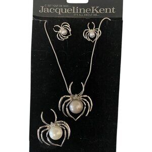 Jacqueline Kent Spider Necklace Earrings Brooch Set New